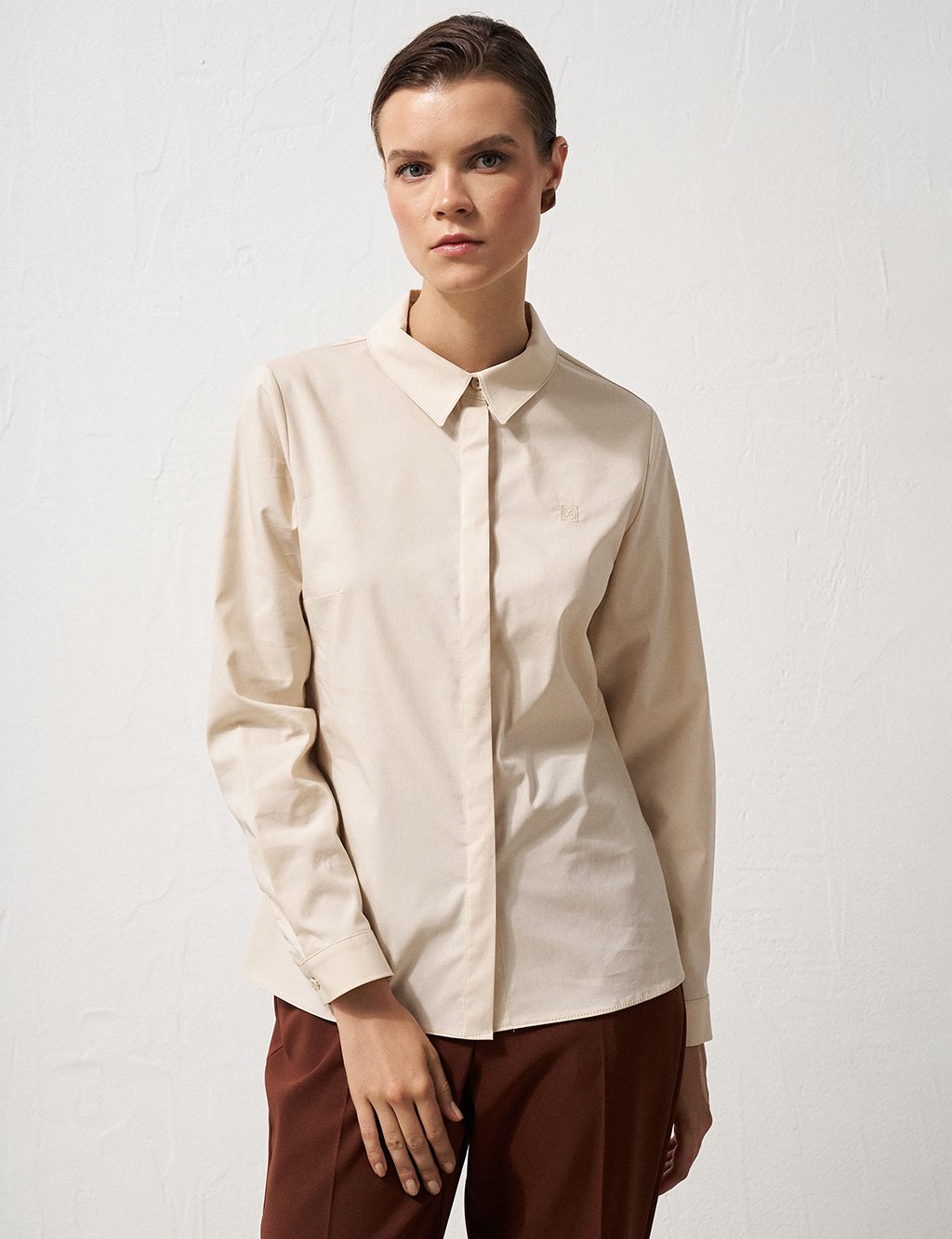 Shirt Collar Poplin Tunic Cream