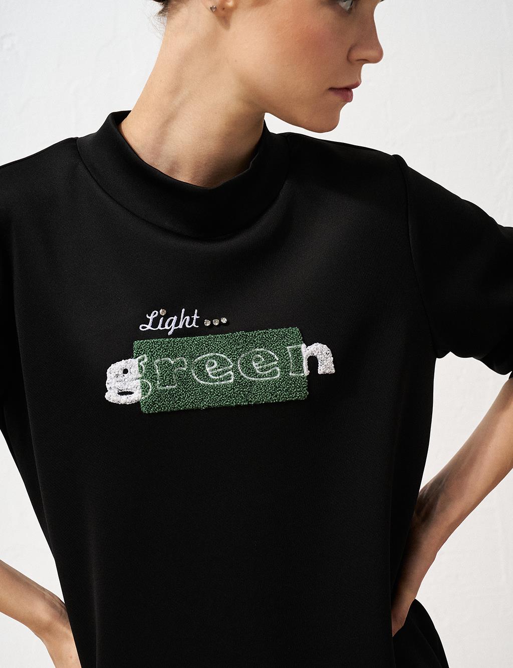 Slogan Detailed Scuba Sweatshirt Black