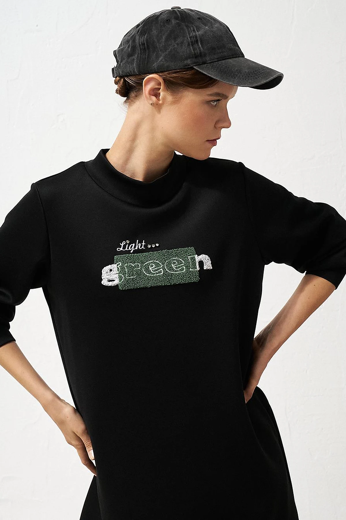Slogan Detailed Scuba Sweatshirt Black