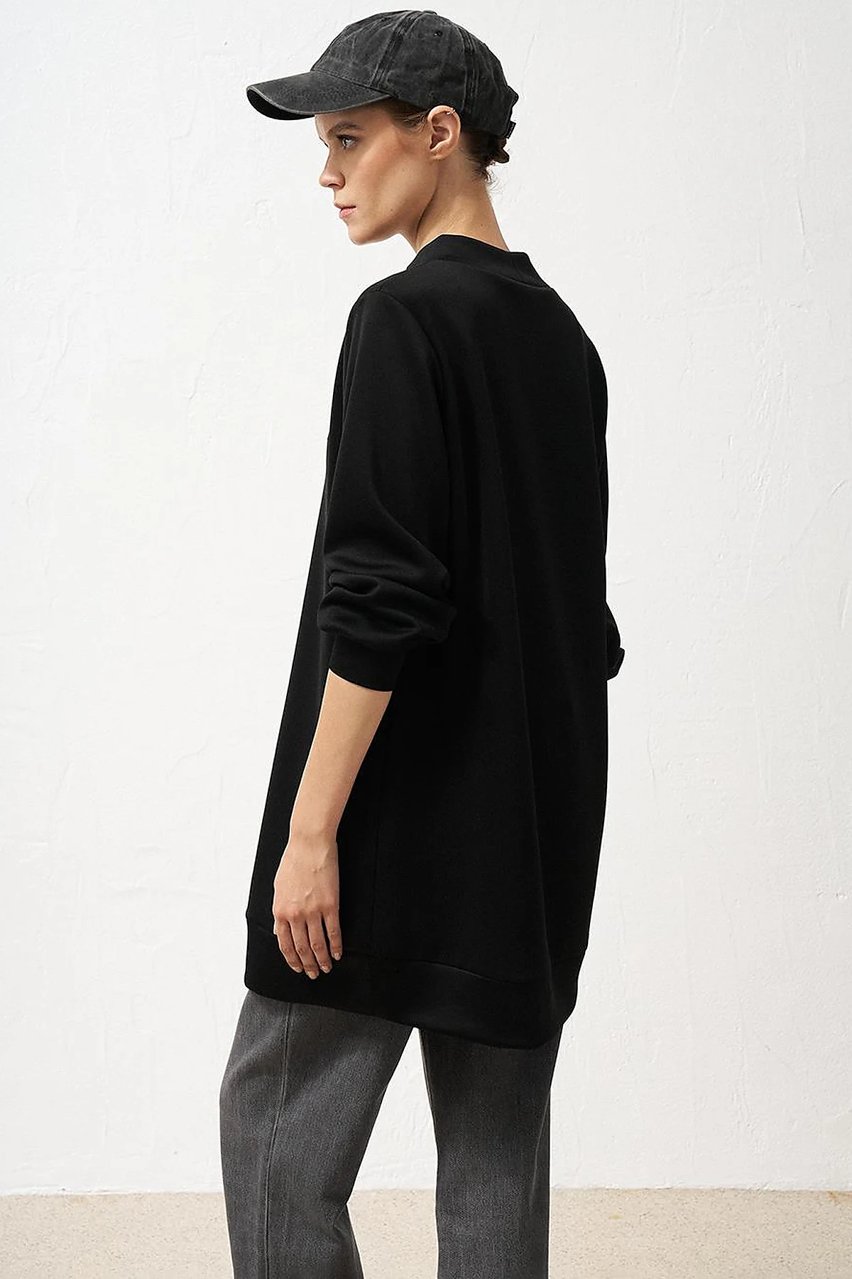 Slogan Detailed Scuba Sweatshirt Black