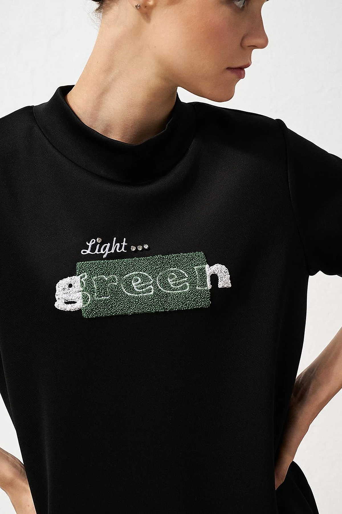 Slogan Detailed Scuba Sweatshirt Black