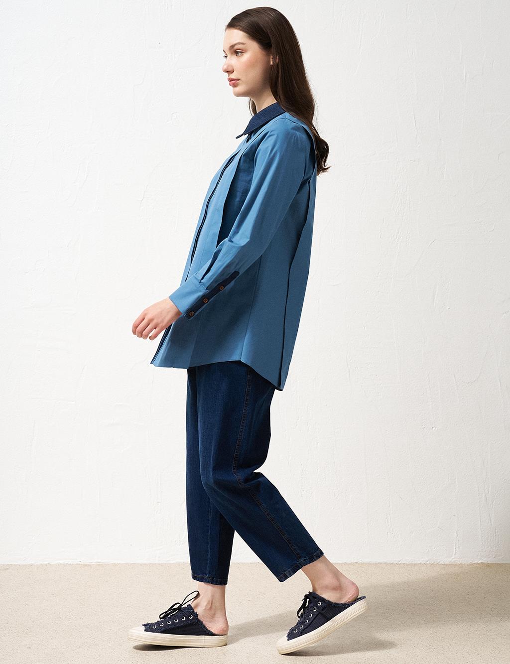 Double Look Poplin Tunic Crown Blue