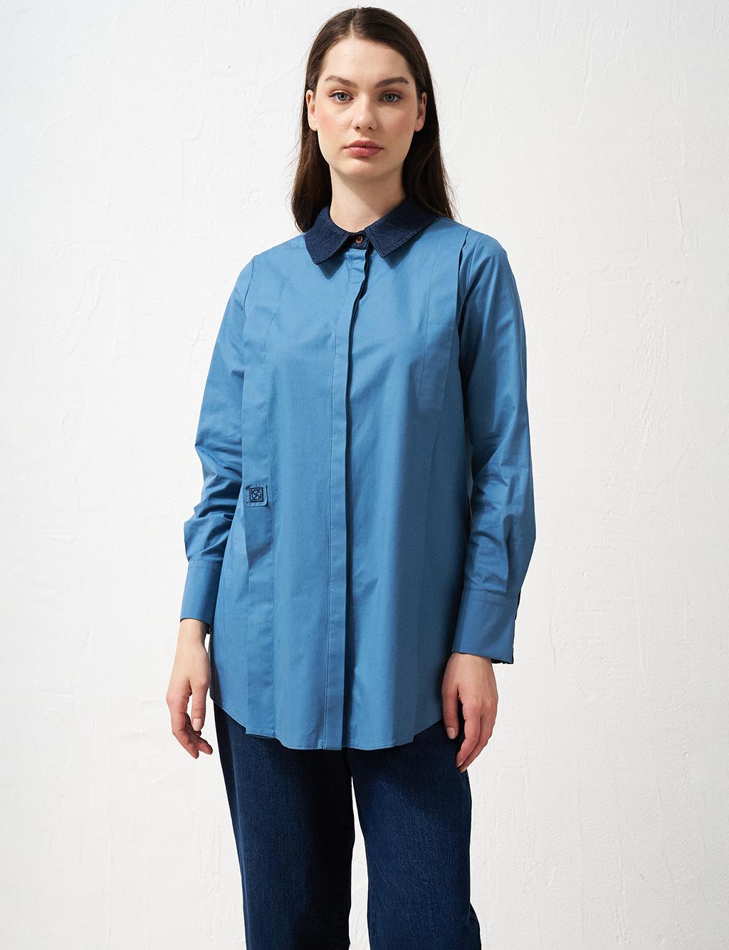 Double Look Poplin Tunic Crown Blue