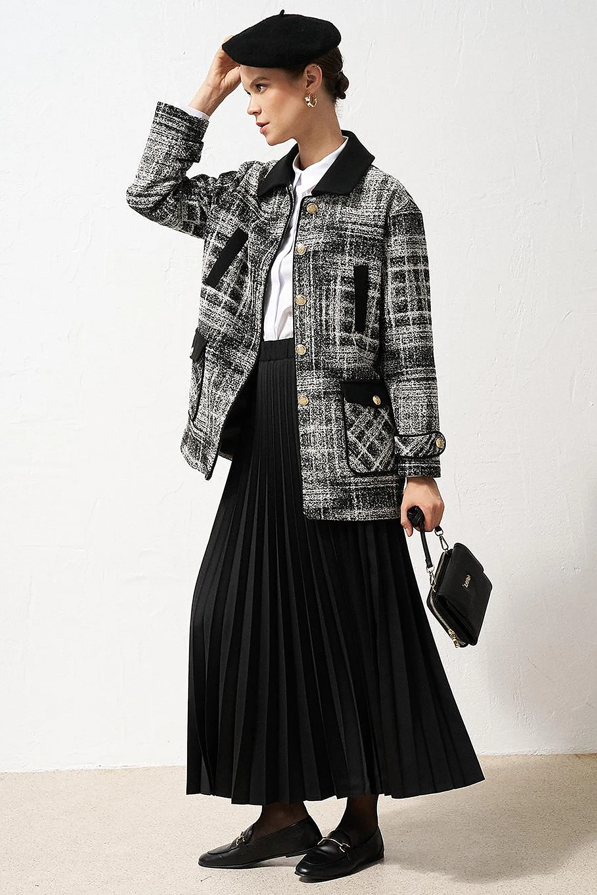 Gold Button Pocket Jacket Black