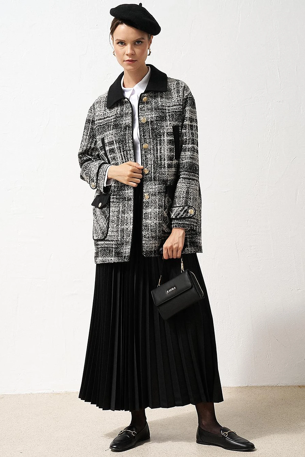 Gold Button Pocket Jacket Black