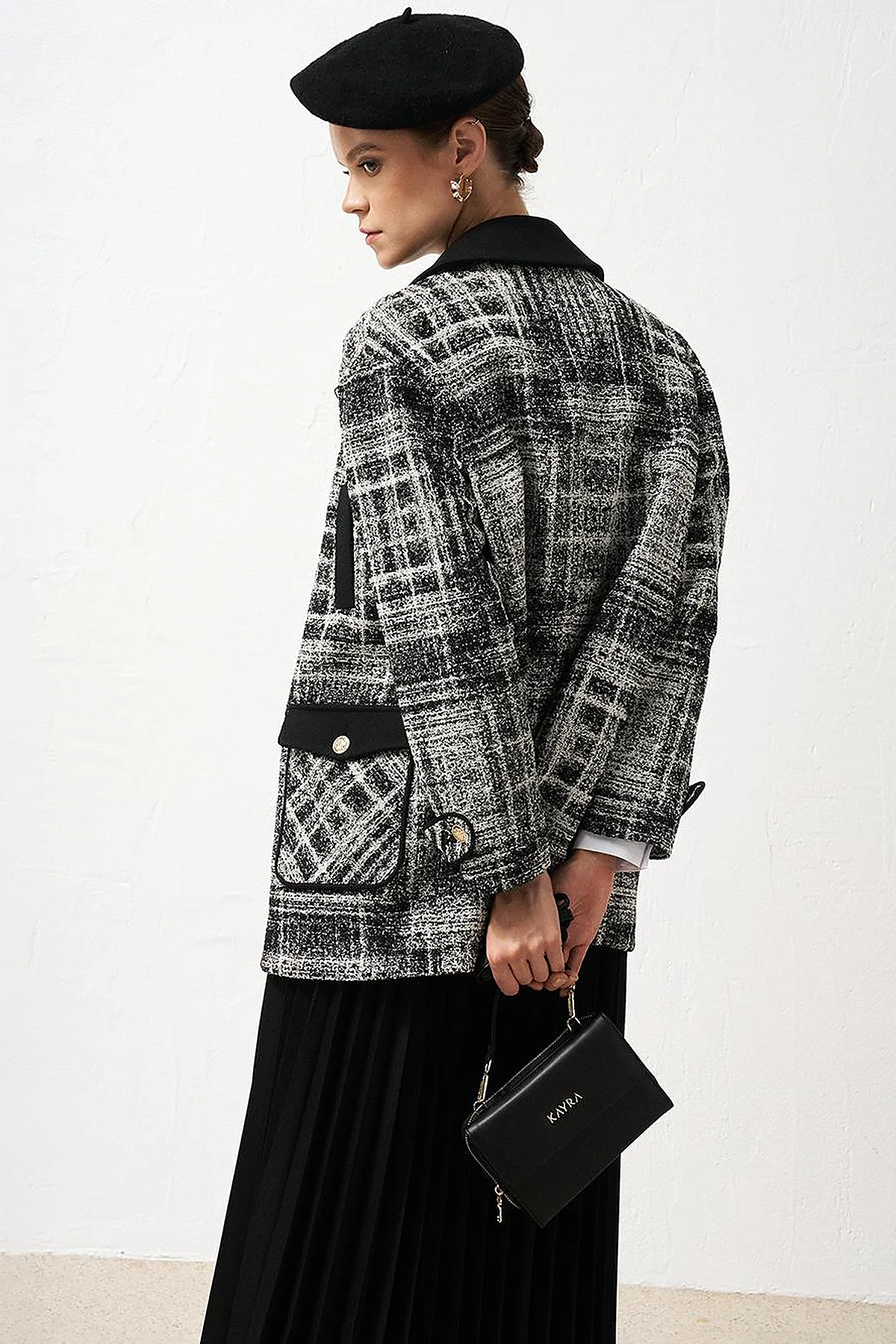 Gold Button Pocket Jacket Black