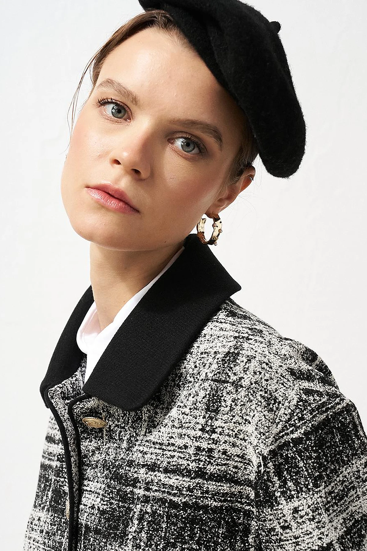 Gold Button Pocket Jacket Black