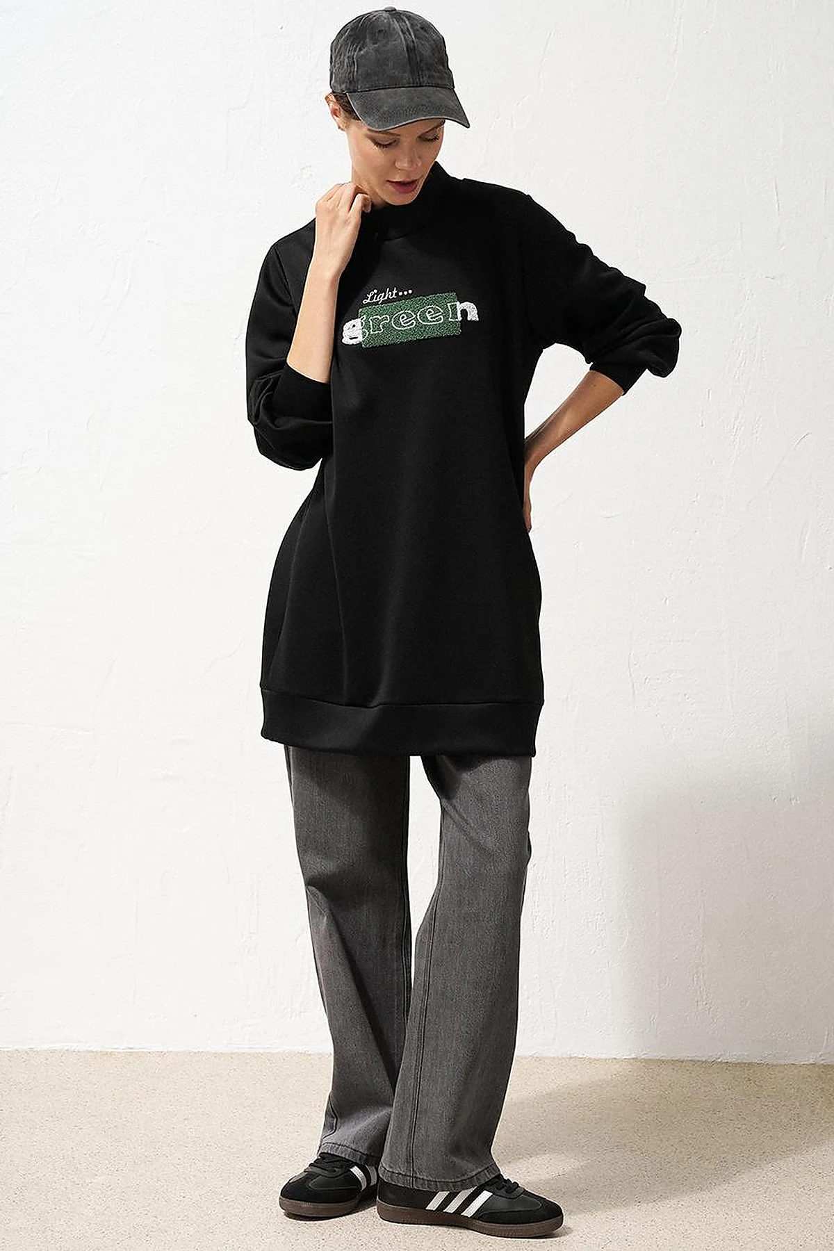 Slogan Detailed Scuba Sweatshirt Black