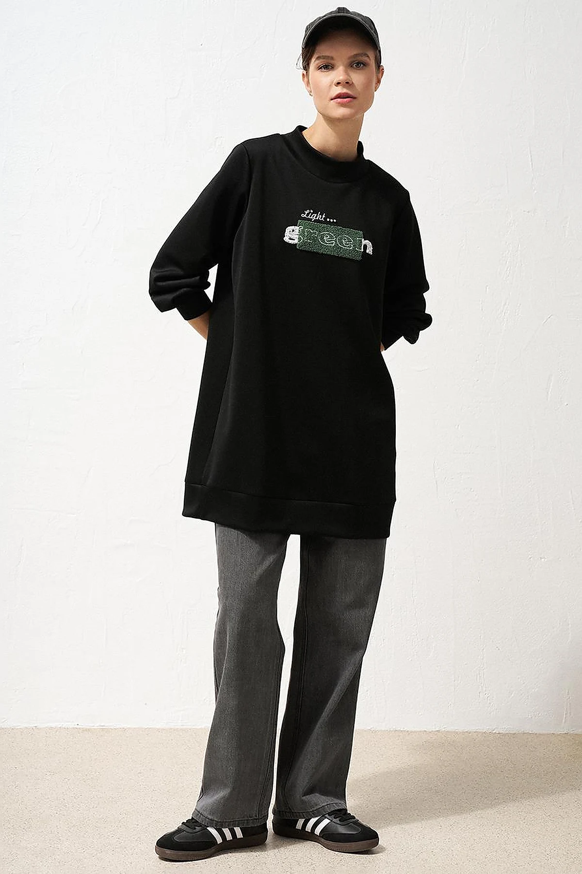 Slogan Detailed Scuba Sweatshirt Black