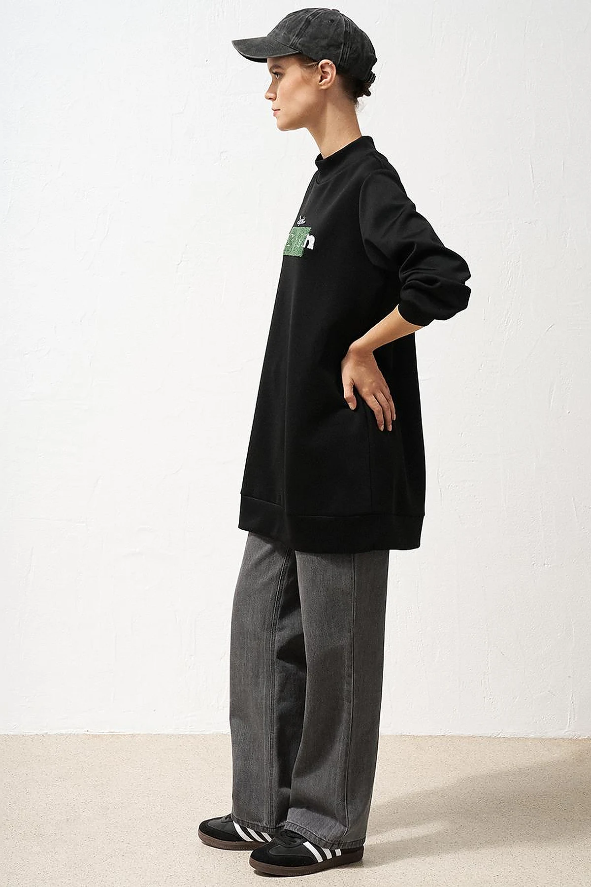 Slogan Detailed Scuba Sweatshirt Black