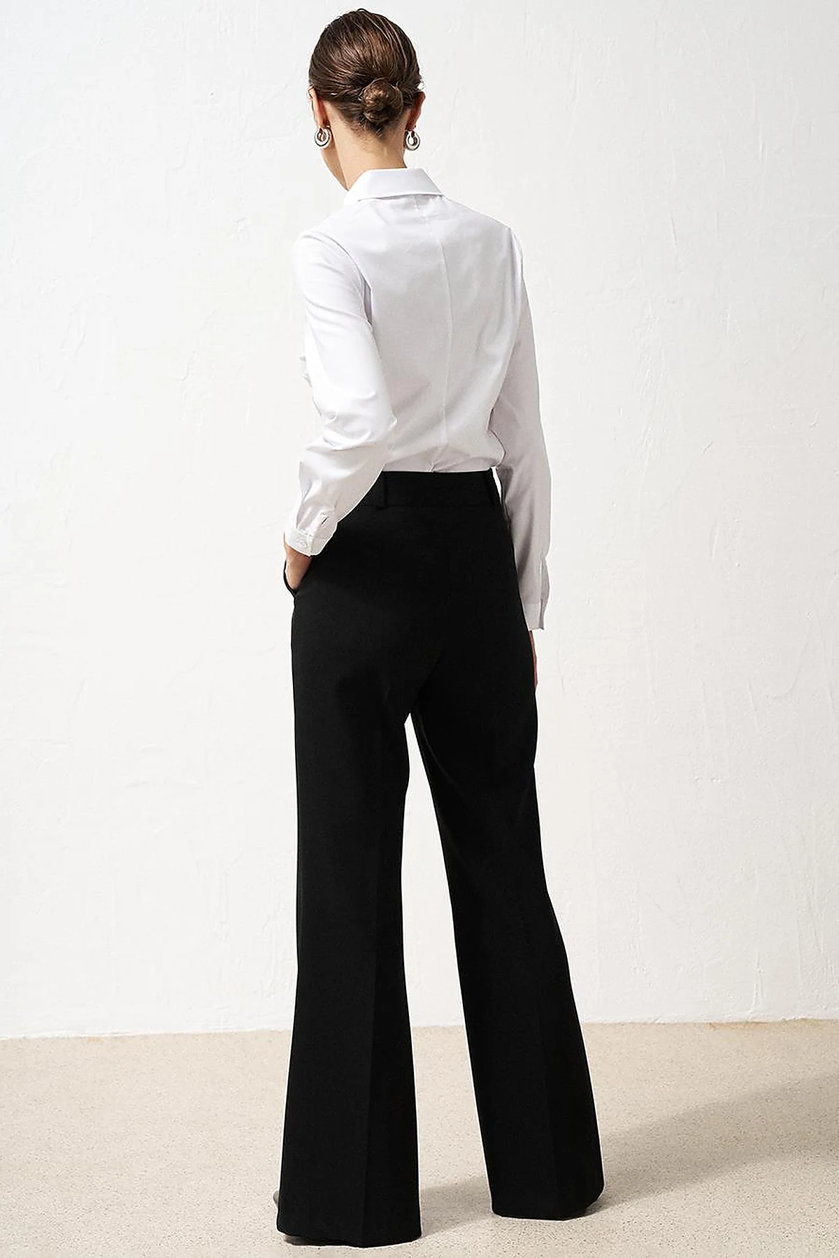 Waist Detail Flare Fit Pants Black