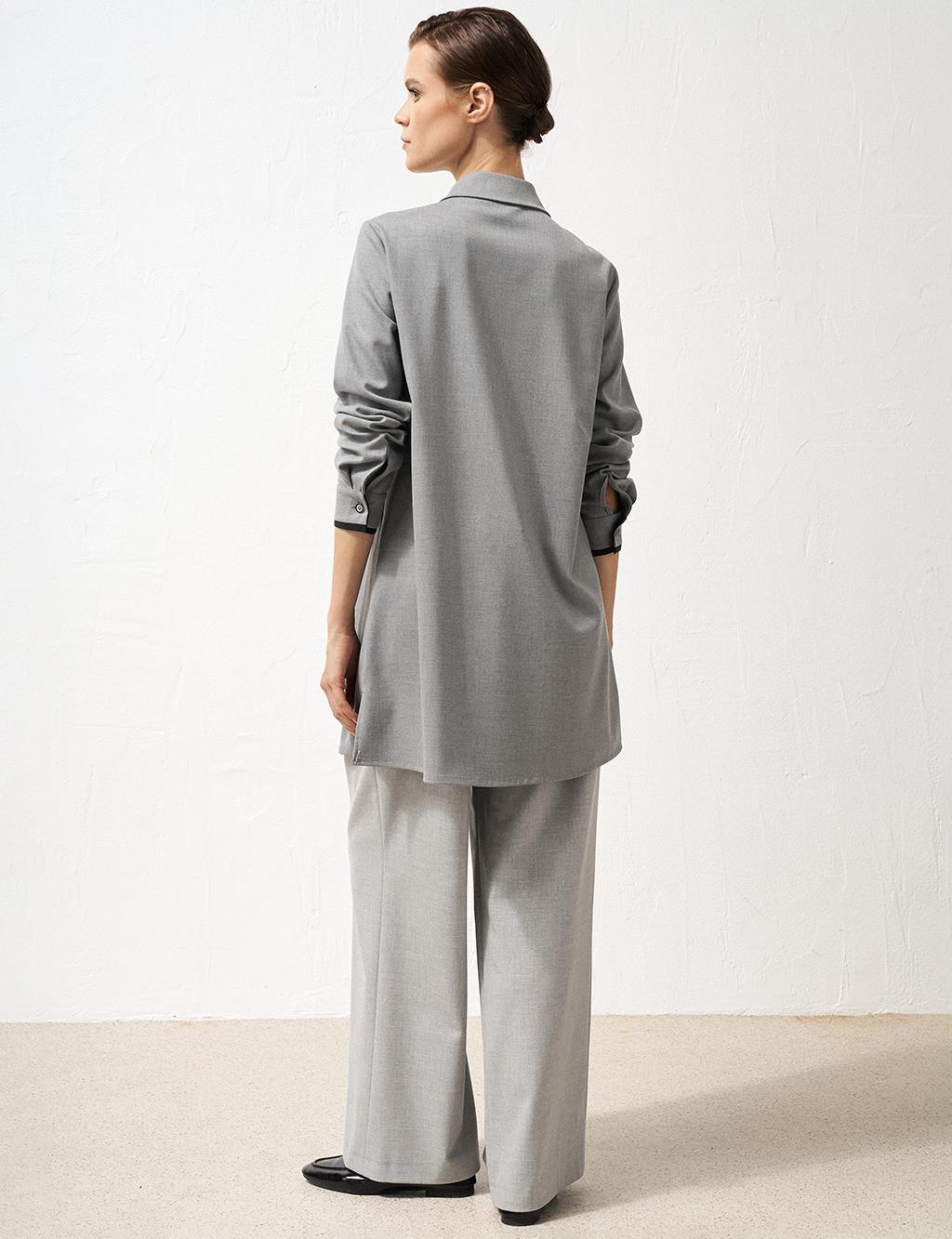 Embroidered Appliqued Tunic Gray