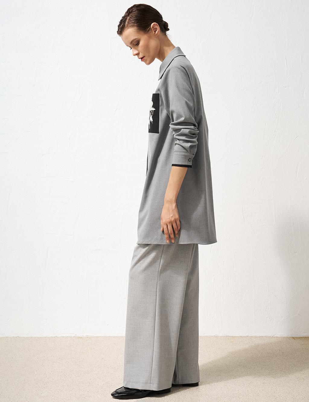 Embroidered Appliqued Tunic Gray