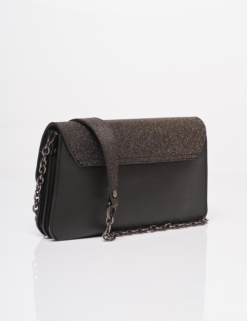 Kapaklı Clutch Çanta Antrasit 