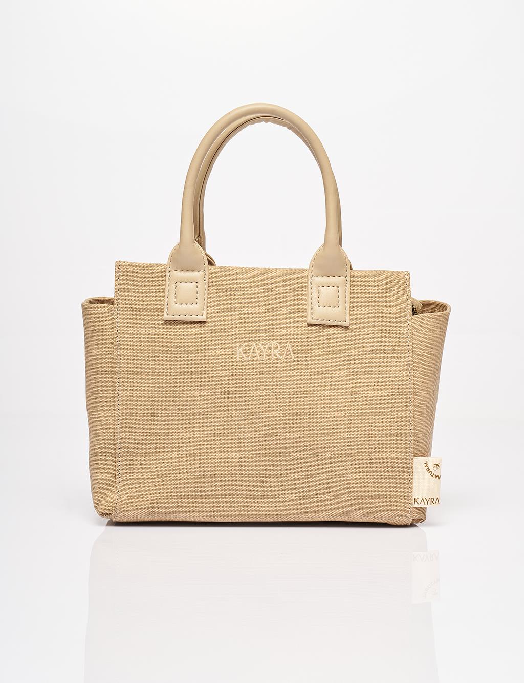 Canvas Tote Bag Beige-Mink