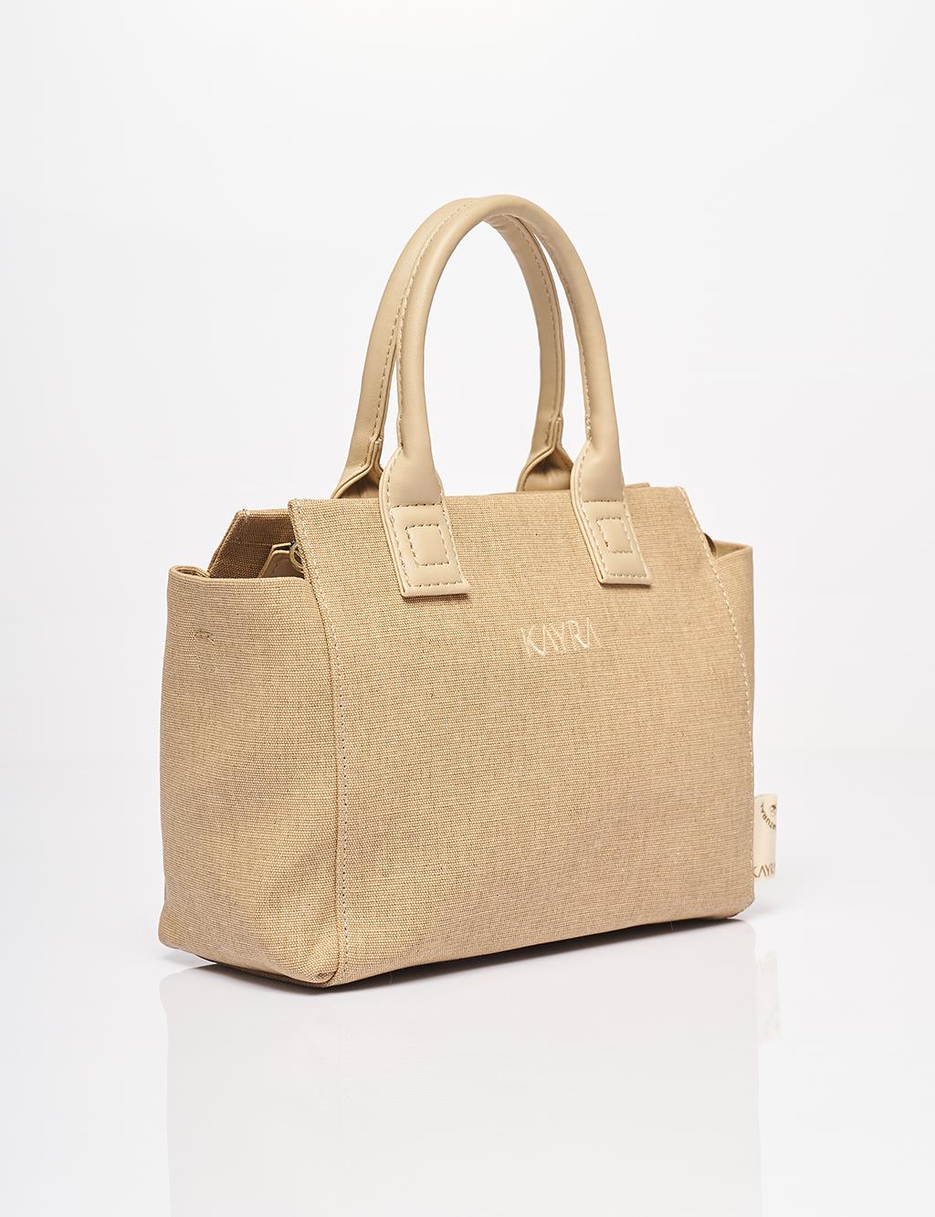 Canvas Tote Bag Beige-Mink