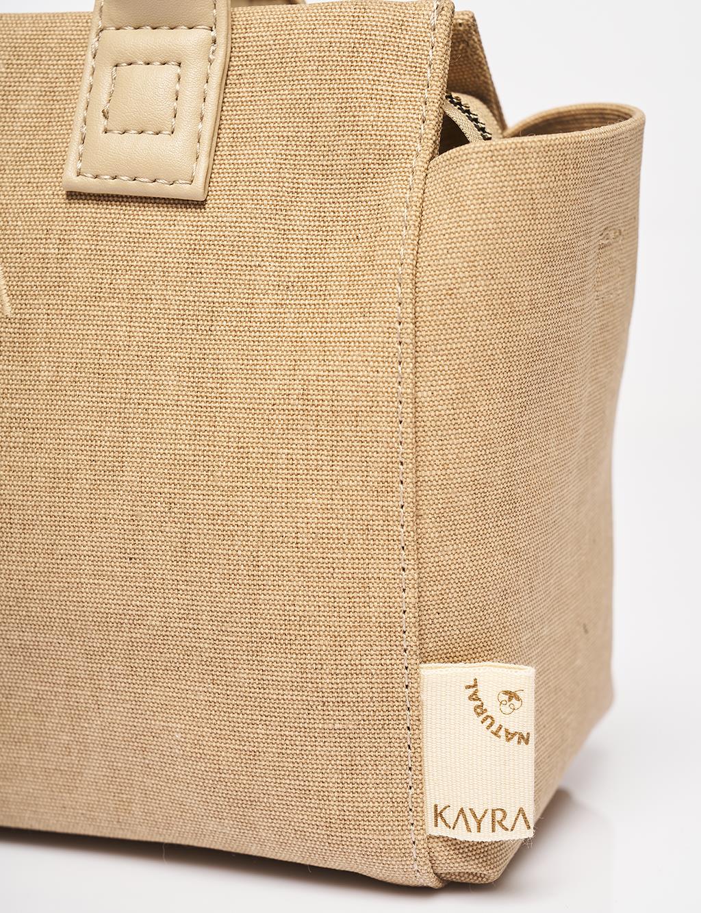 Canvas Tote Bag Beige-Mink