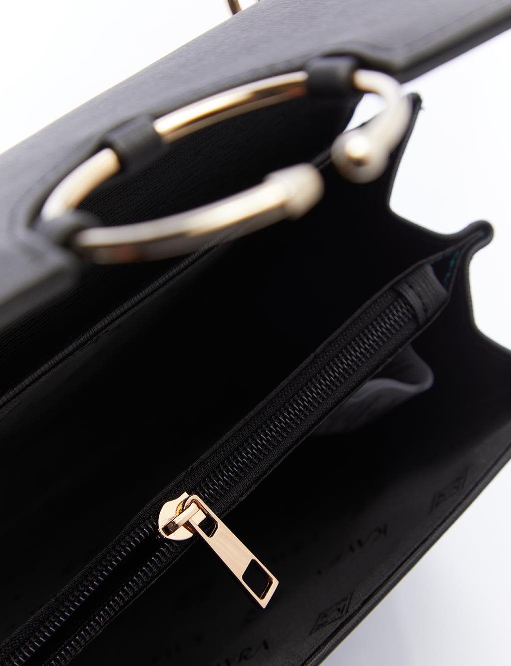 Designer Cover Gold Chain Handle Bag Black