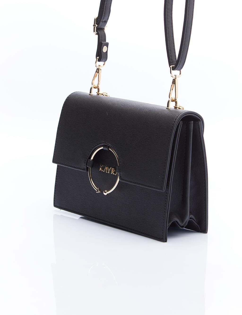 Designer Cover Gold Chain Handle Bag Black