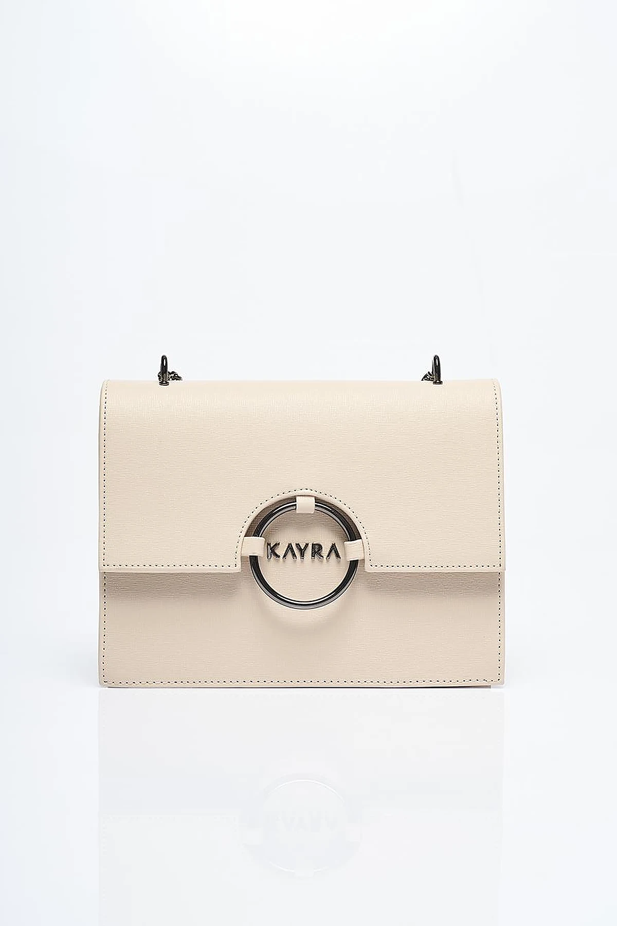 Designed Chain Handle Bag with Cover Cream