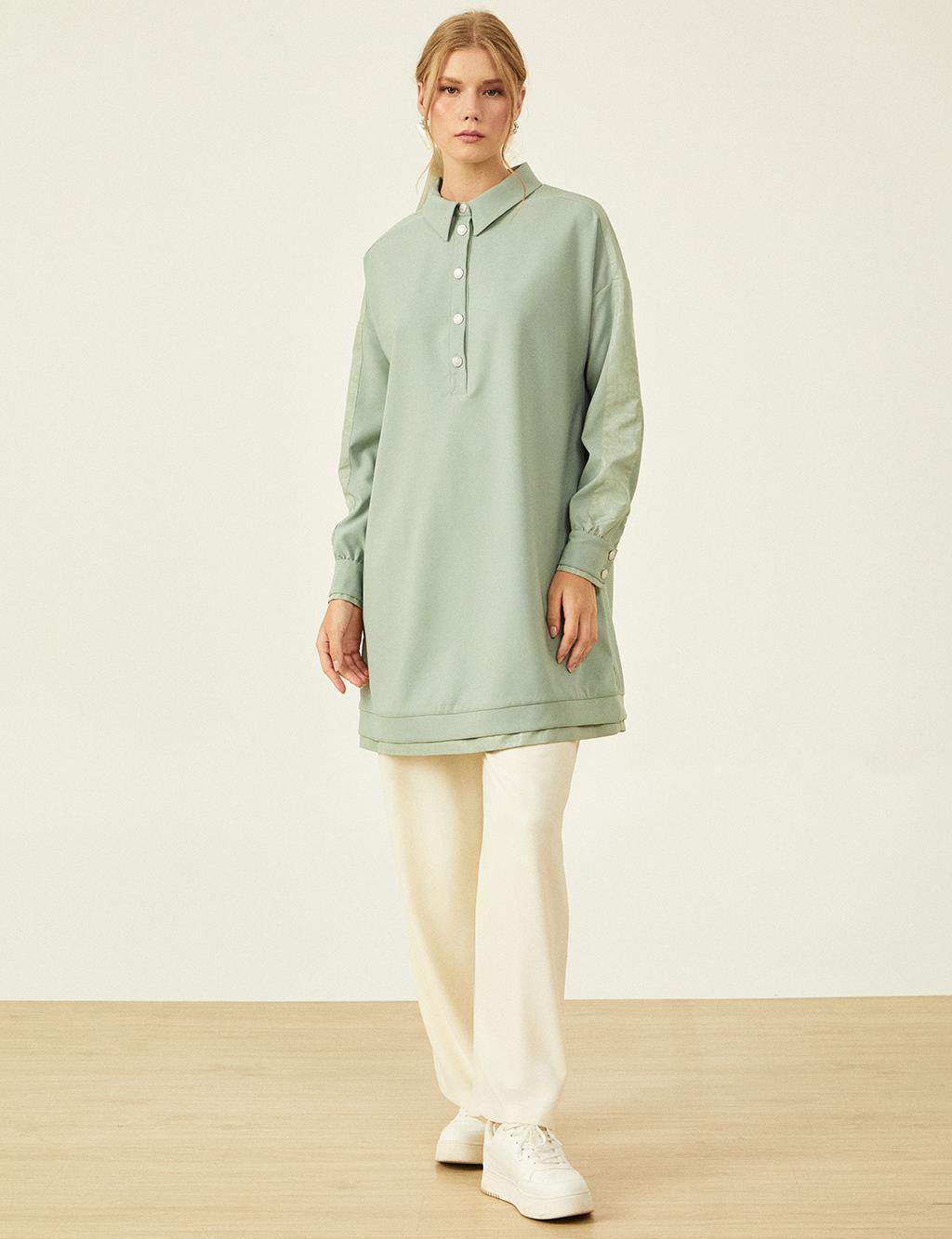 Jacquard Mixed Tunic Ice Green