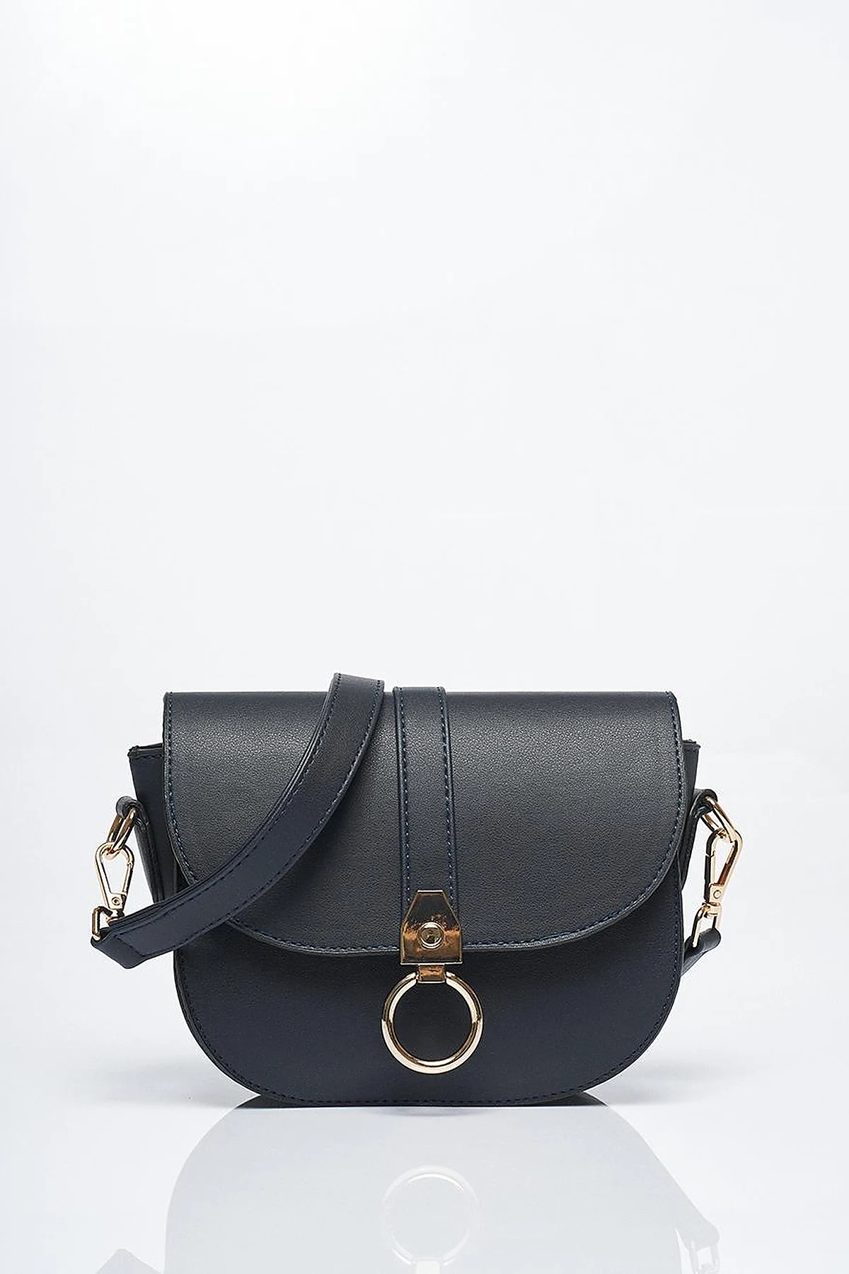 Designed Covered Faux Leather Bag Navy Blue