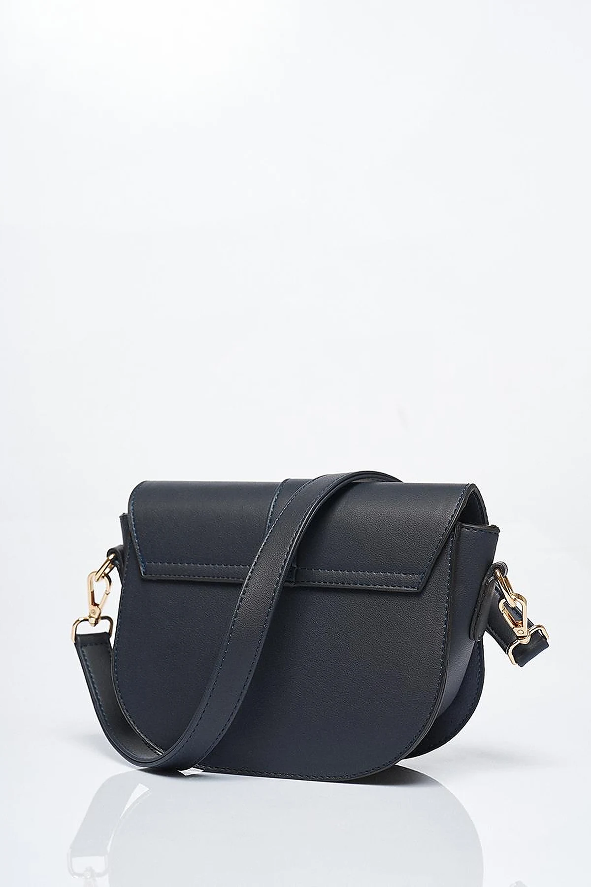 Designed Covered Faux Leather Bag Navy Blue