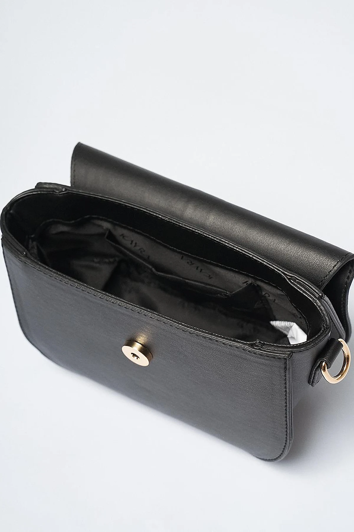 Designed Flap Faux Leather Bag Black