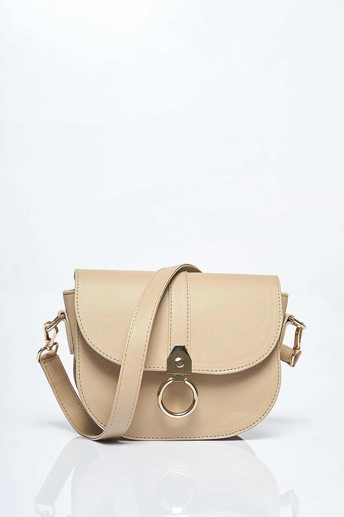 Designed Flap Faux Leather Bag Mink