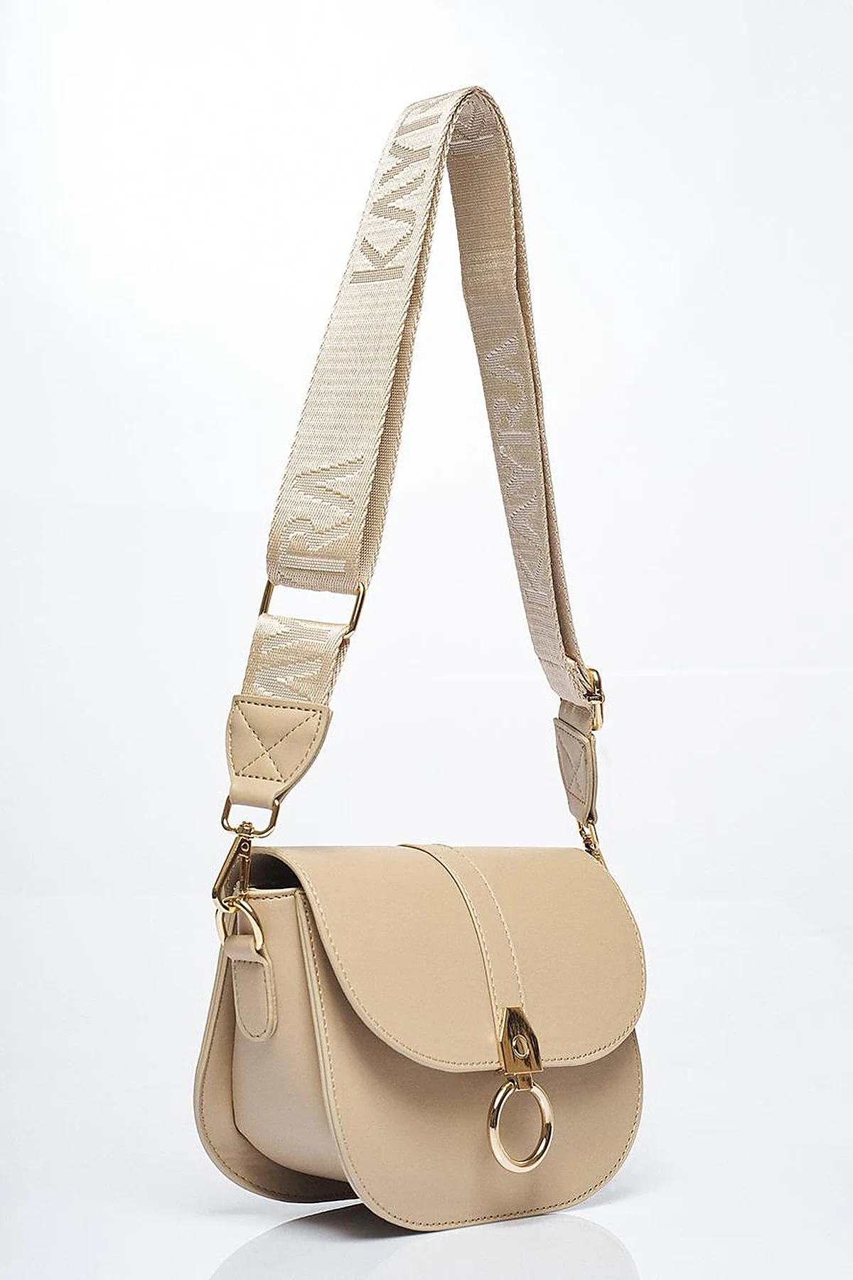 Designed Flap Faux Leather Bag Mink