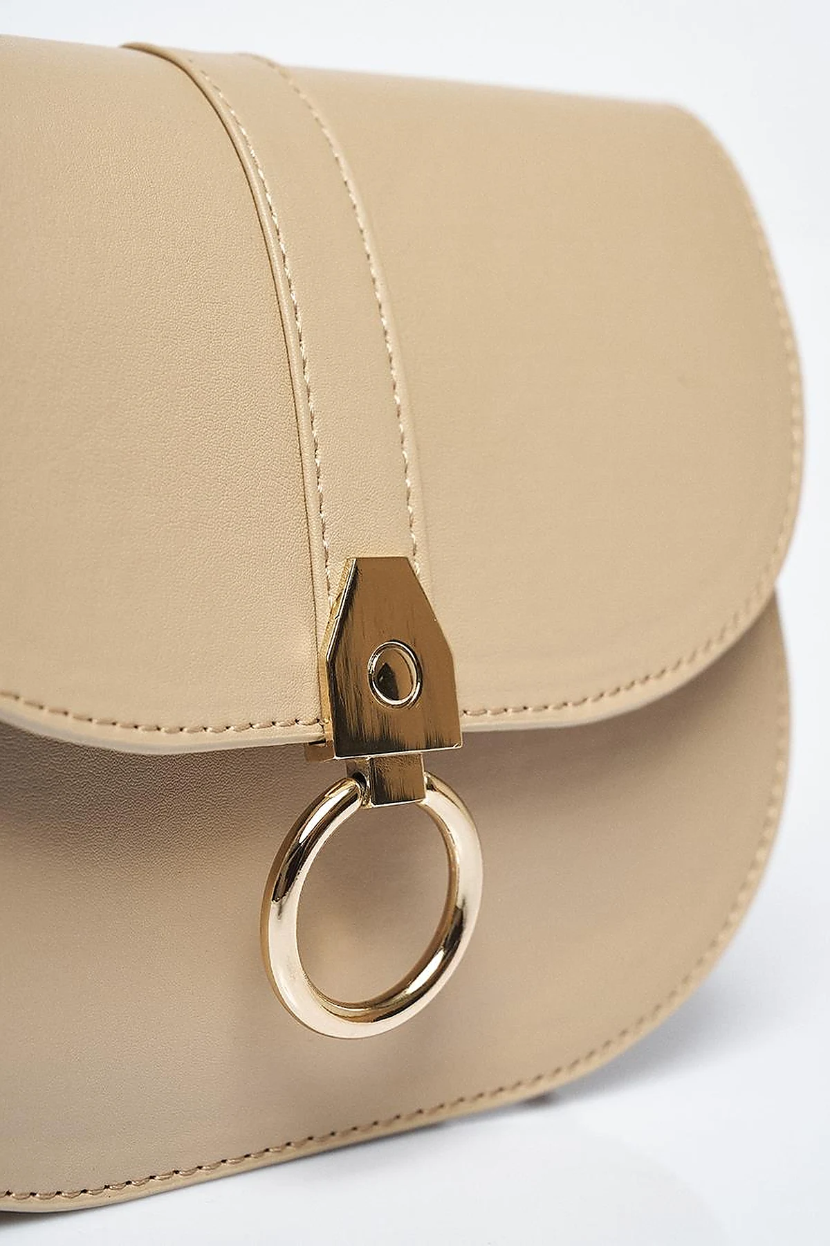 Designed Flap Faux Leather Bag Mink