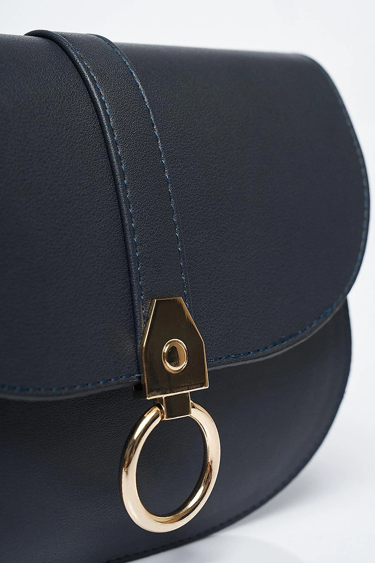 Designed Covered Faux Leather Bag Navy Blue