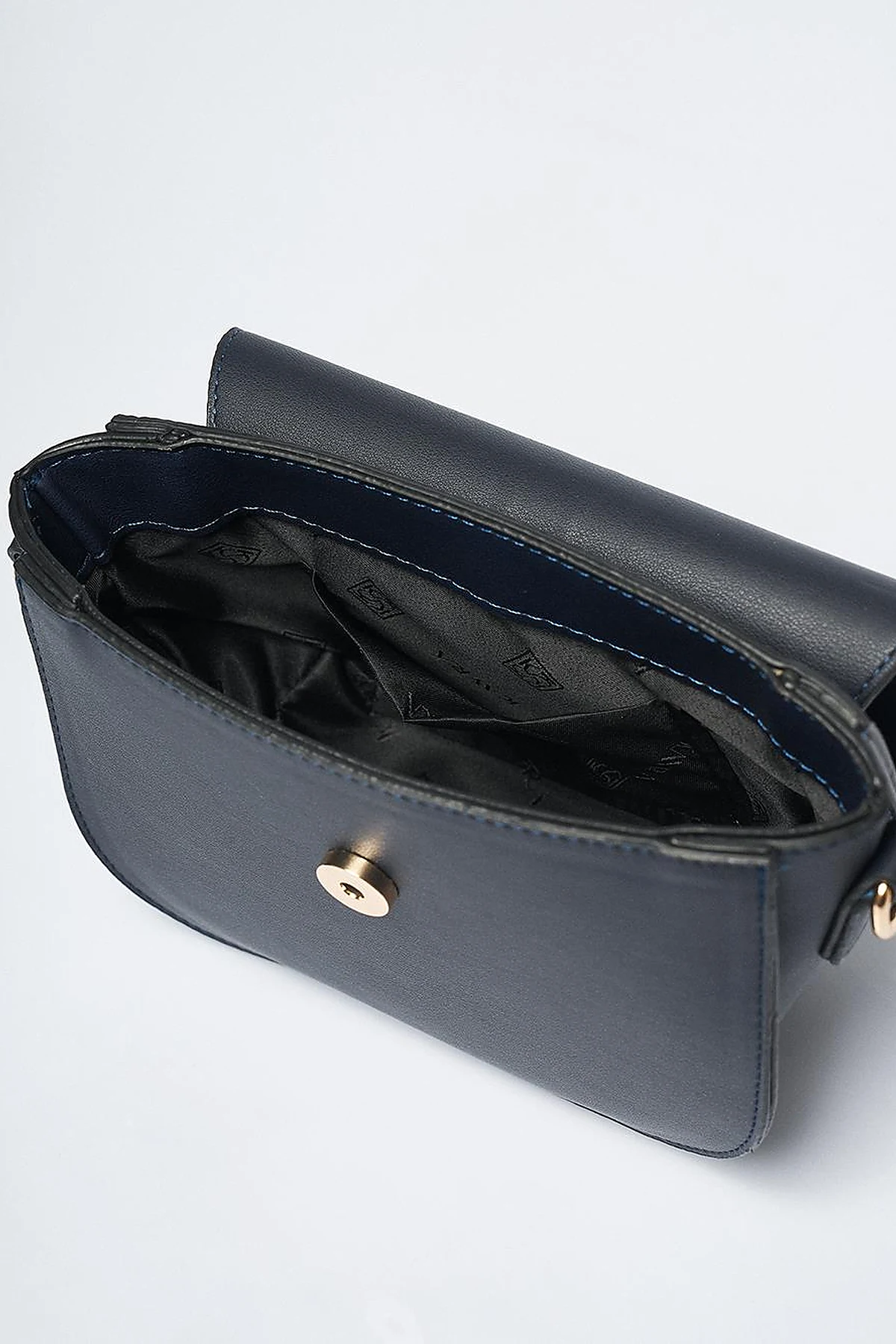 Designed Covered Faux Leather Bag Navy Blue