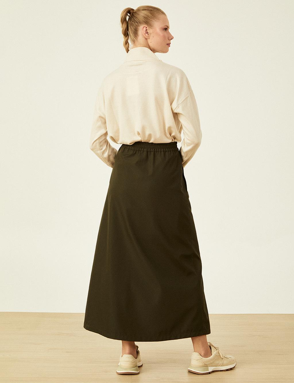 Snap Closure Skirt Khaki