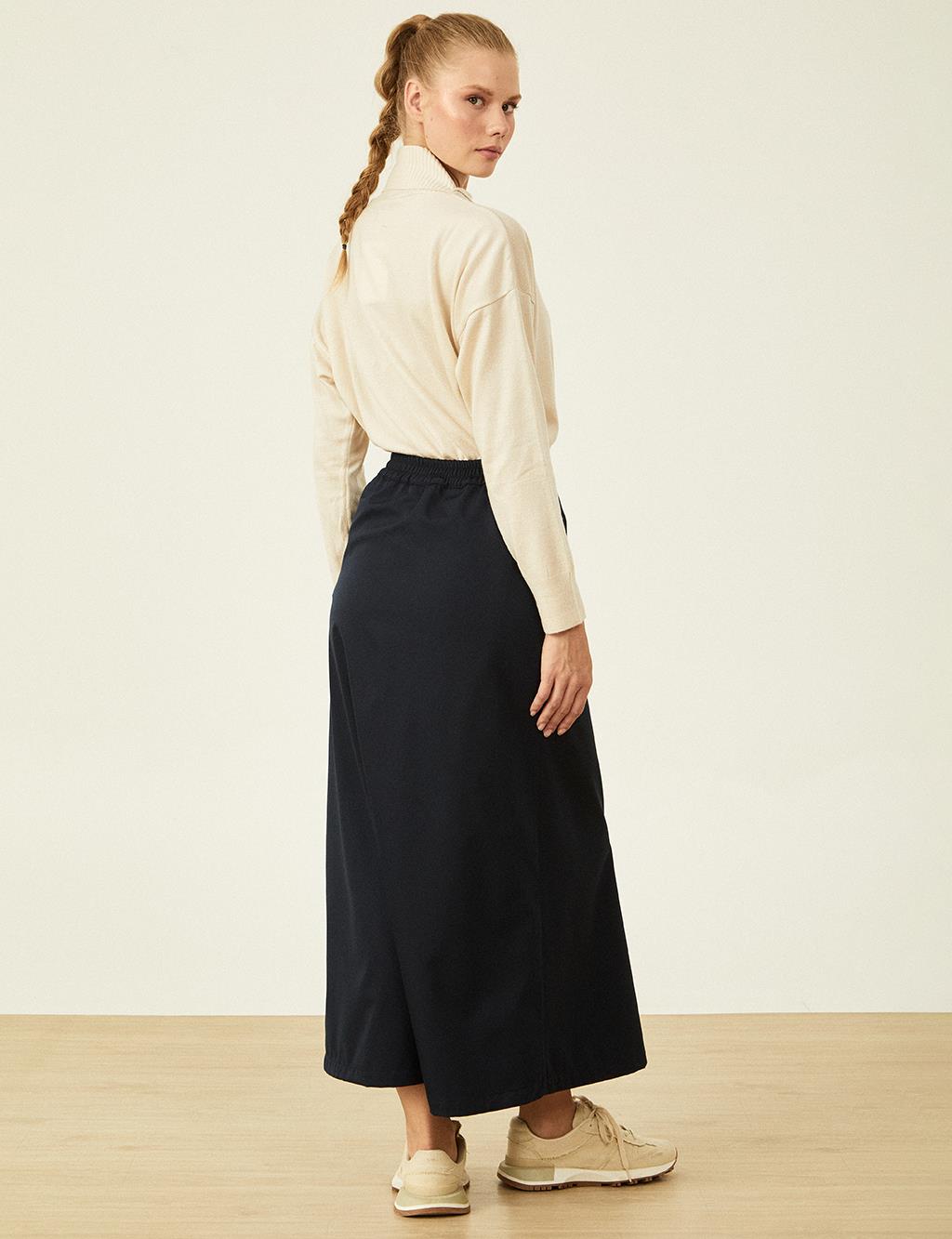 Snap Closure Skirt Dark Navy Blue