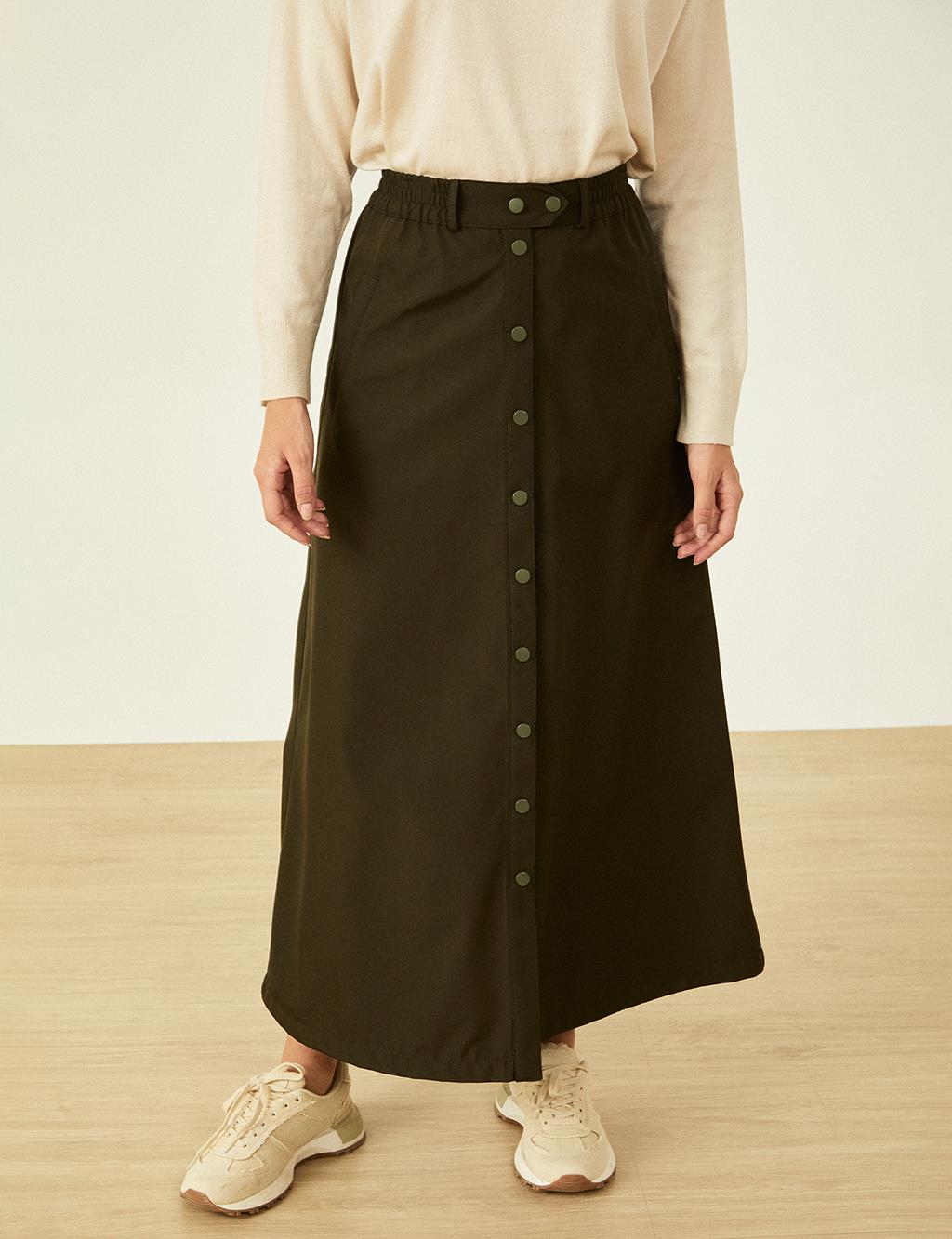 Snap Closure Skirt Khaki