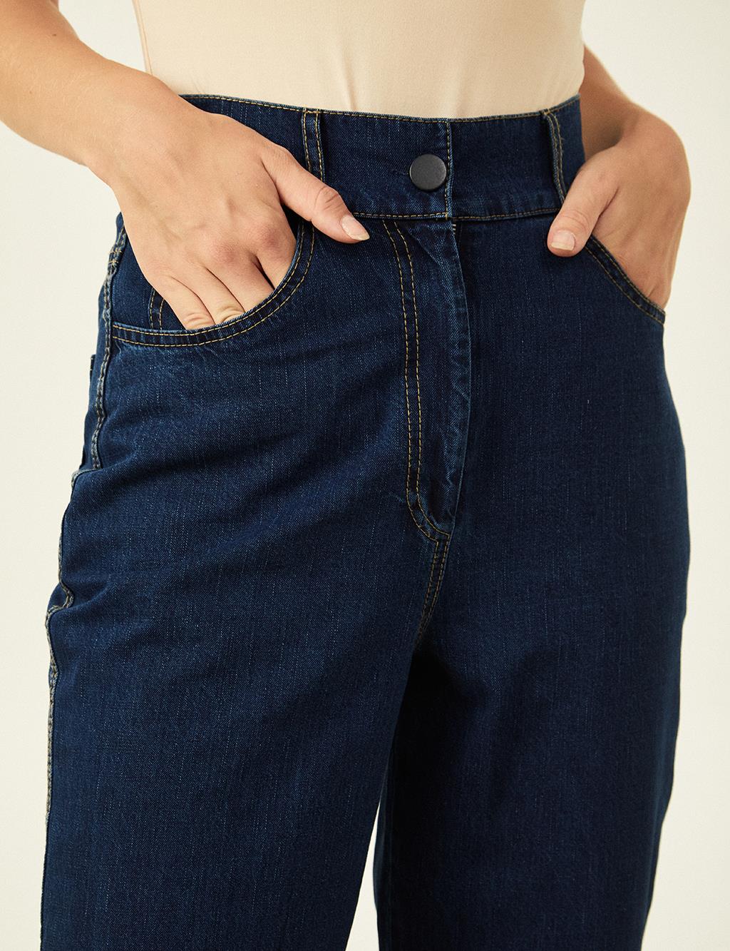 Carrot Cut Denim Pants Navy Blue