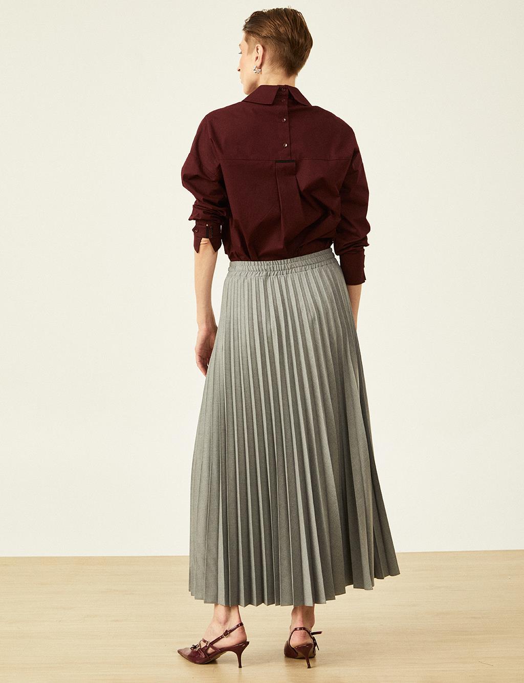 Lace Pleated Skirt Gray