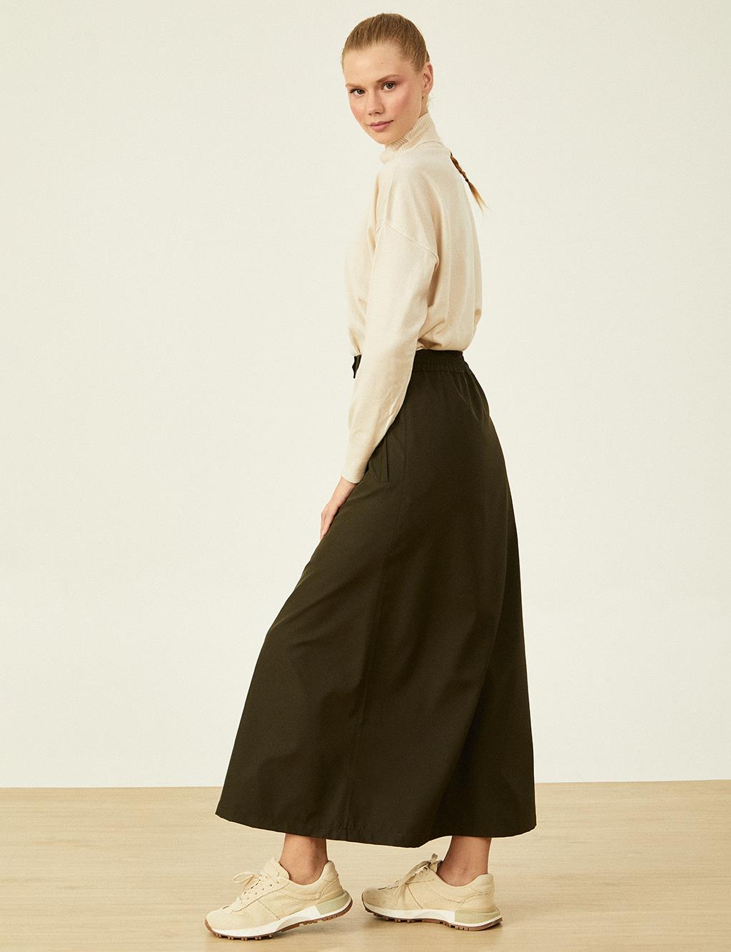 Snap Closure Skirt Khaki