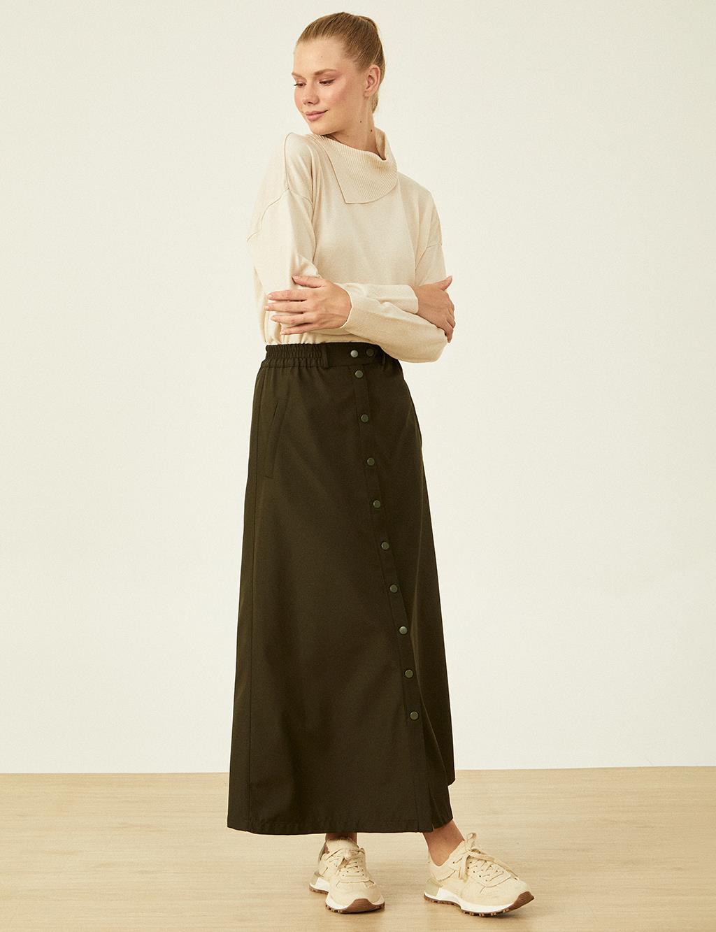 Snap Closure Skirt Khaki