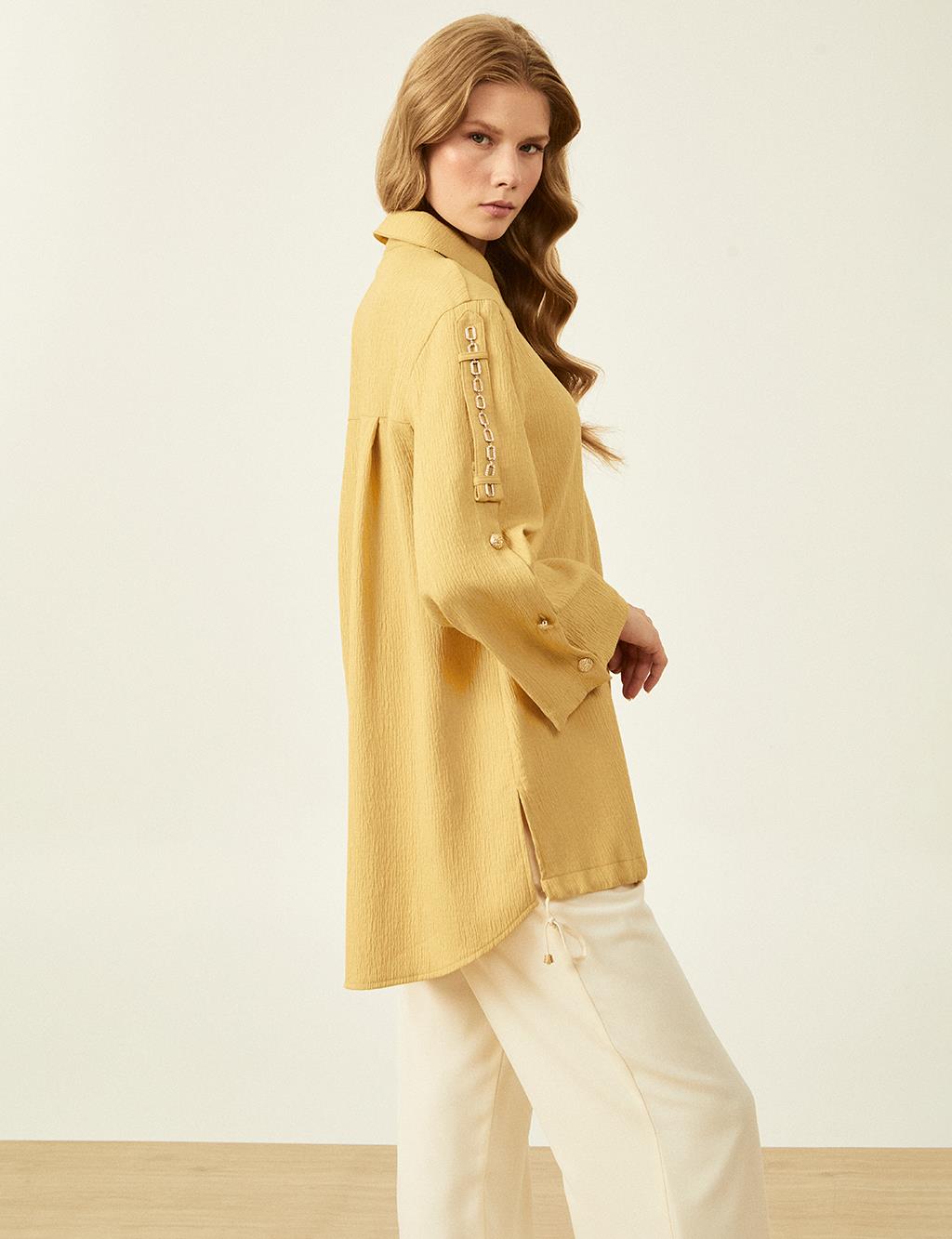 Chain Detailed Embossed Tunic Yellow