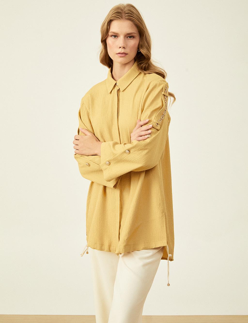 Chain Detailed Embossed Tunic Yellow