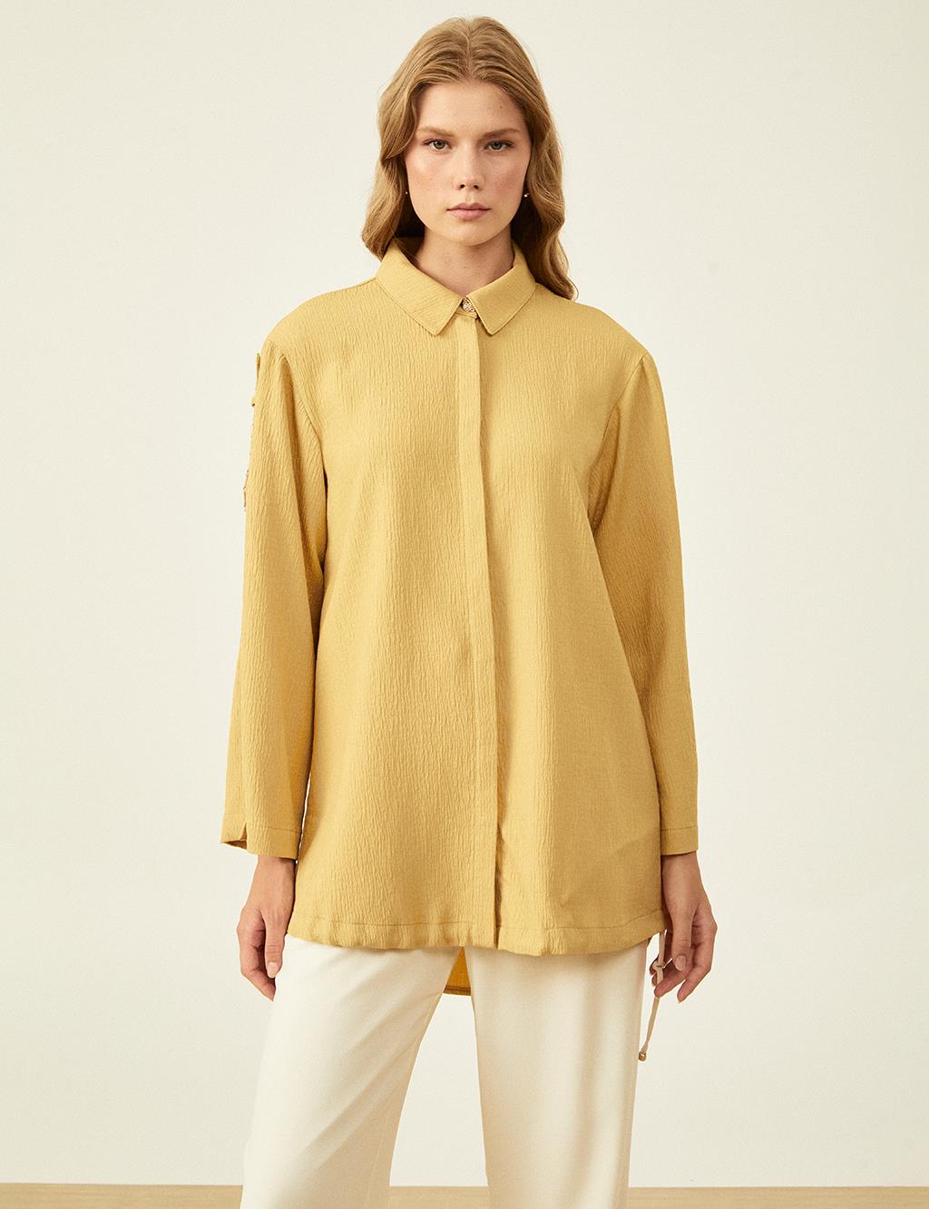 Chain Detailed Embossed Tunic Yellow