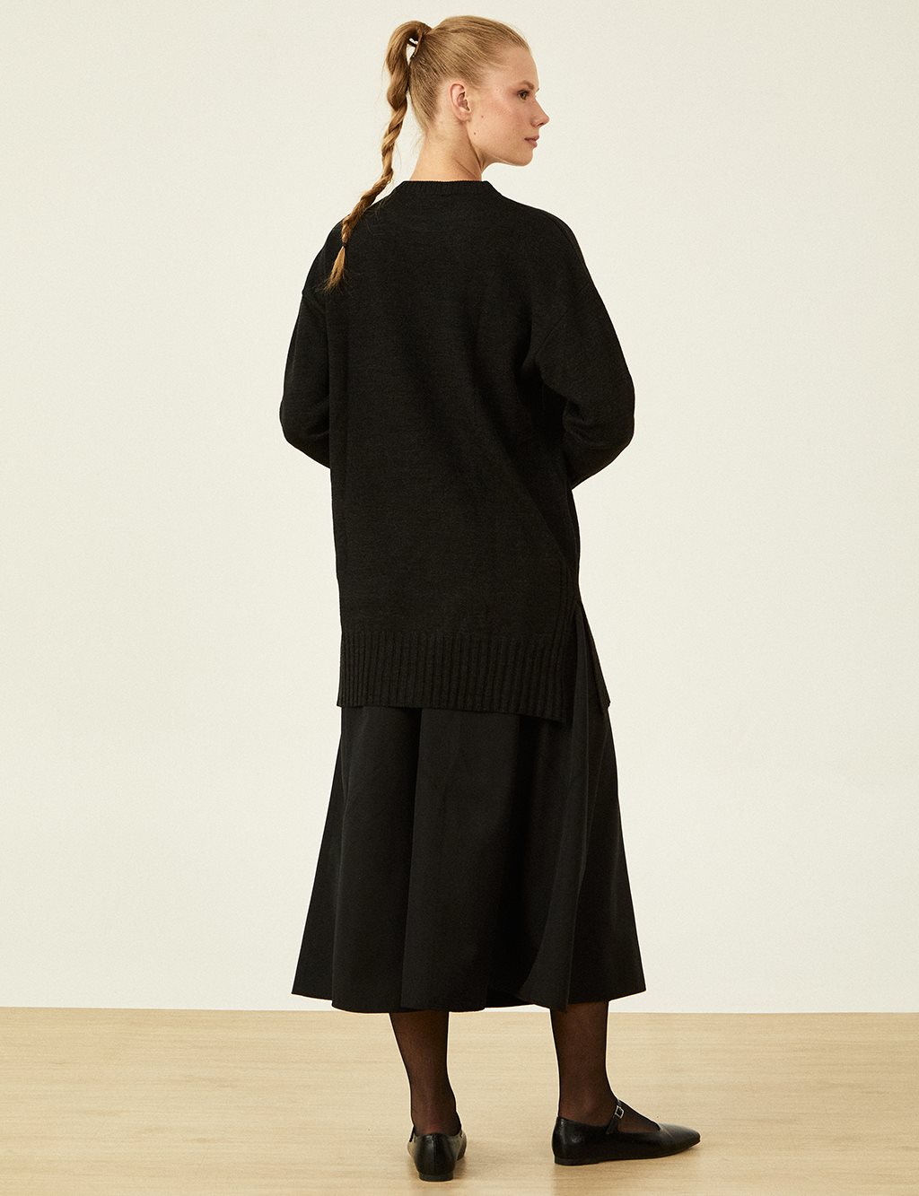 Embroidered Knitwear Tunic Black