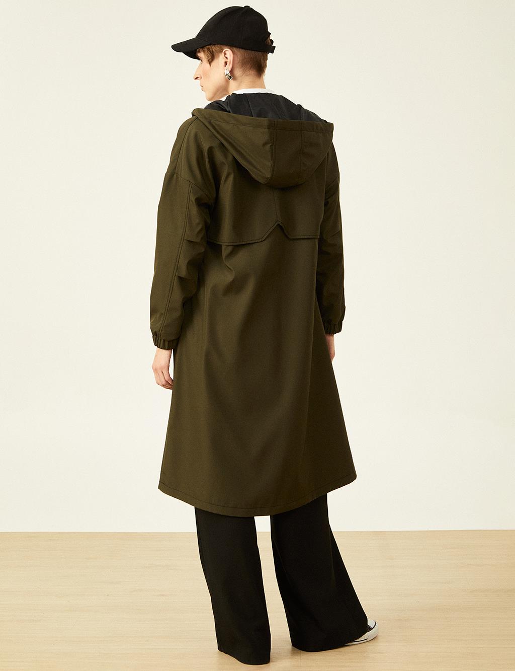 Hood Detailed Cape Khaki