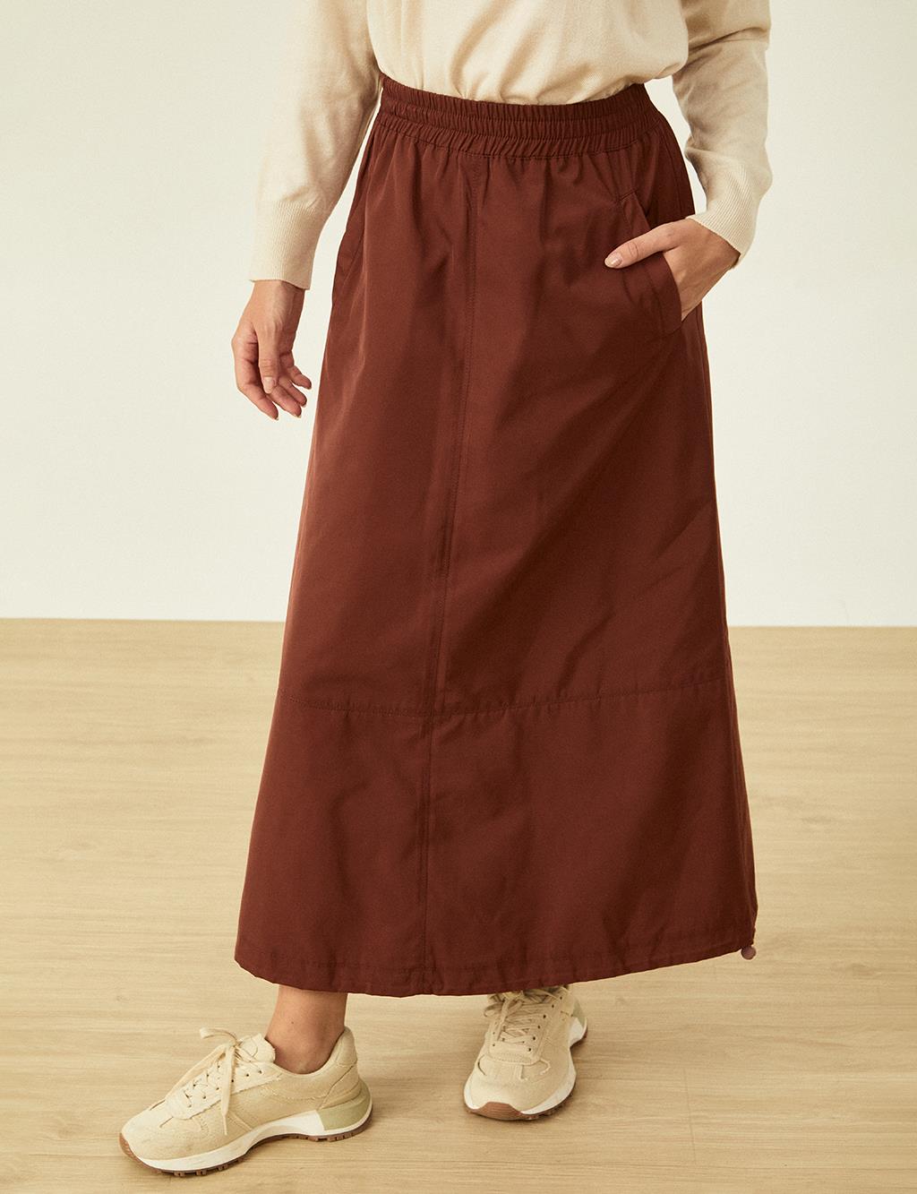 Gathered Hem Skirt Chestnut