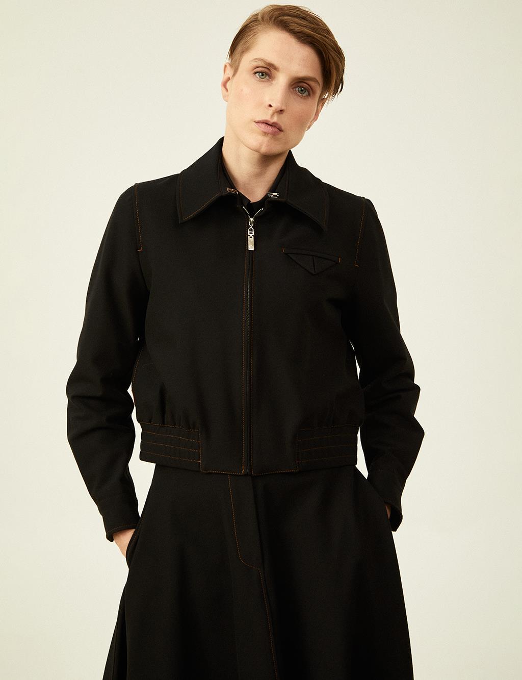 Punto Stitched Jacket Suit Black