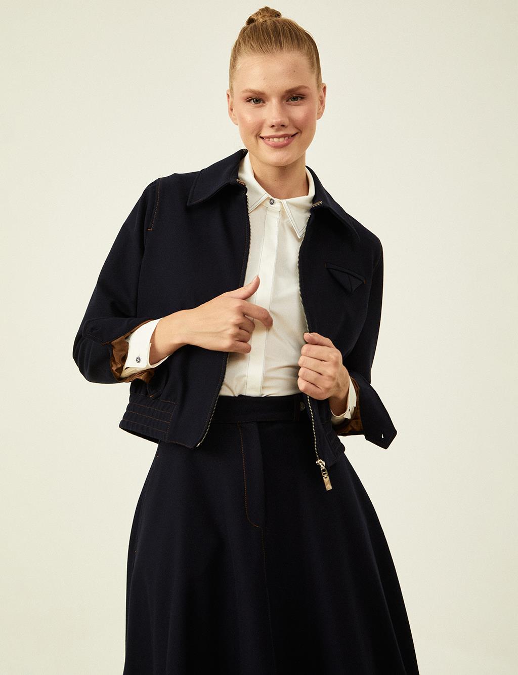 Punto Stitched Jacket Suit Navy