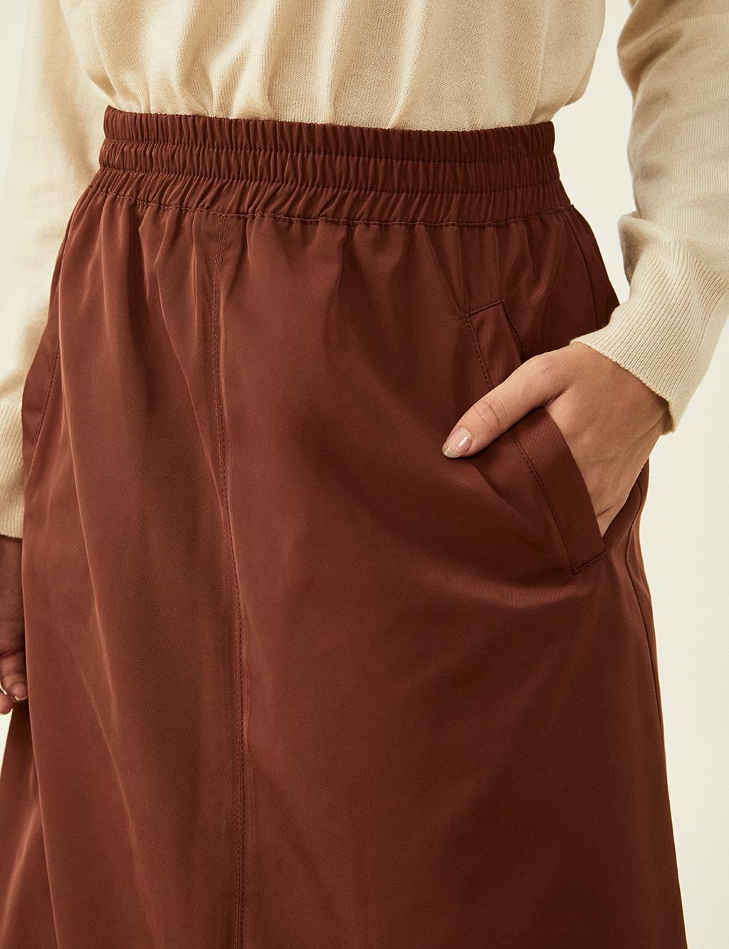 Gathered Hem Skirt Chestnut