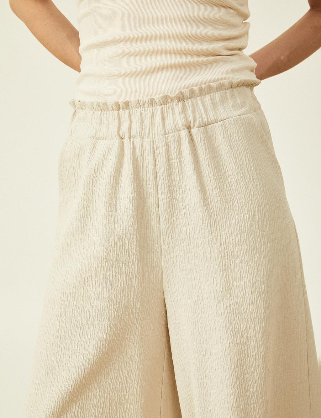 Wide Leg Crinkle Pants Stone